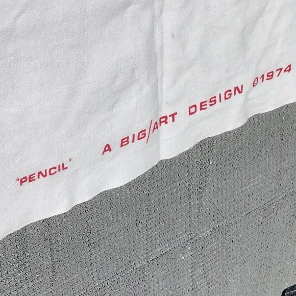 Vintage XL 1974 Screen Print Pencil Fabric Wall Art - Picture 3 of 10